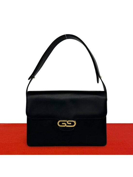 Gucci Handbags - Gucci Vintage GG Logo Leather 2-Way Shoulder Bag Black